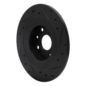 Mazda Miata Brake Rotor (1) - Rear Left - R1 Concepts - Drilled & Slotted - Black - `01-`05